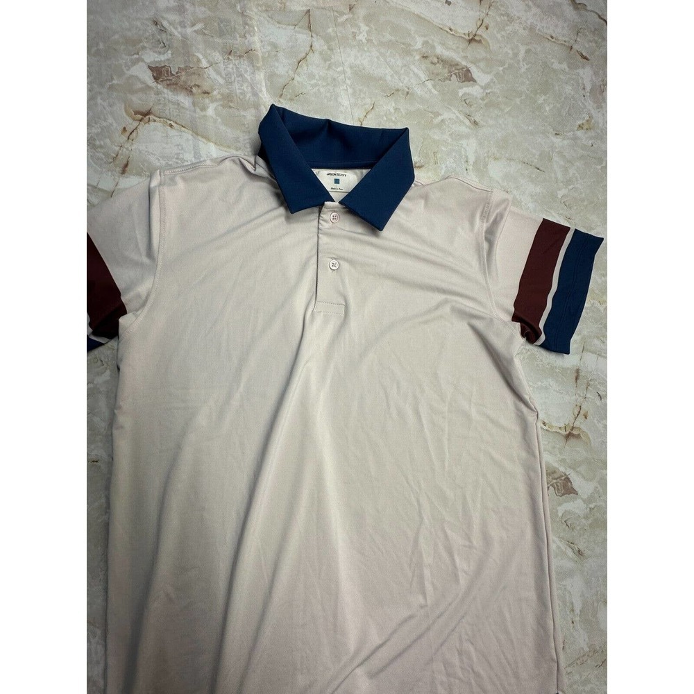 Jason Scott Golf Polo‎ shirt Polyester-spandex Stripe sleeves Men Size S